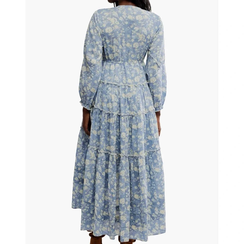 Free People Ethereal Dainty Cottage Pappiet Women's Midi Dress Size M Bluebell
